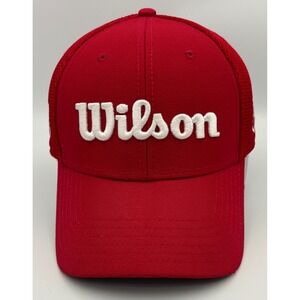 Wilson Mens OSFM Hat Red Staff Advisory Staff Steeley A-Flex Mesh Back